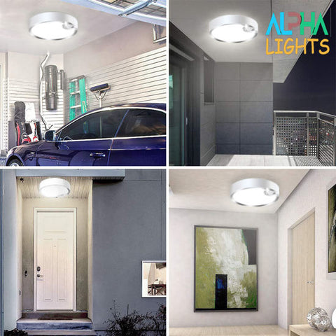 Bright 80 LED light illuminating a dark garage

