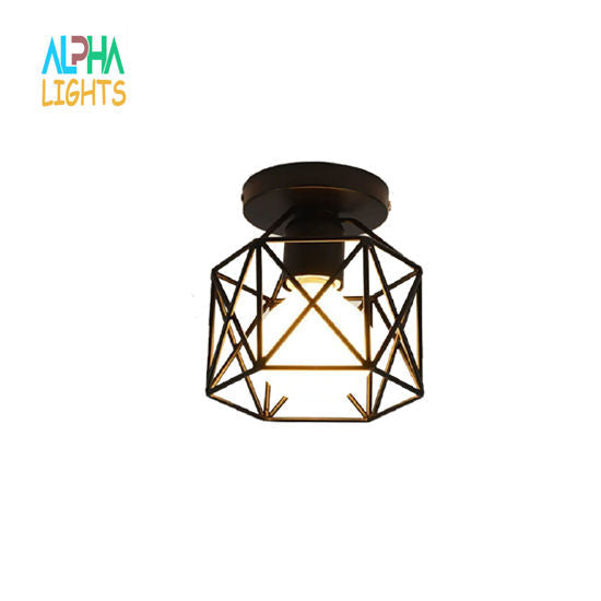 Vintage Hallway Ceiling Light â€“ Black Semi Flush Mount for UK Homes


