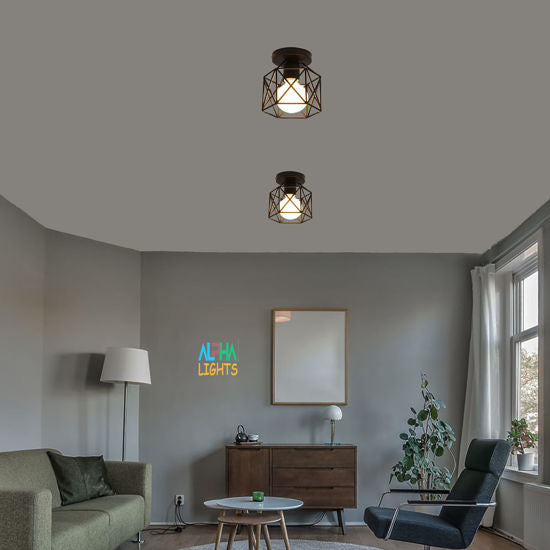 Modern Vintage Ceiling Light with Black Finish



