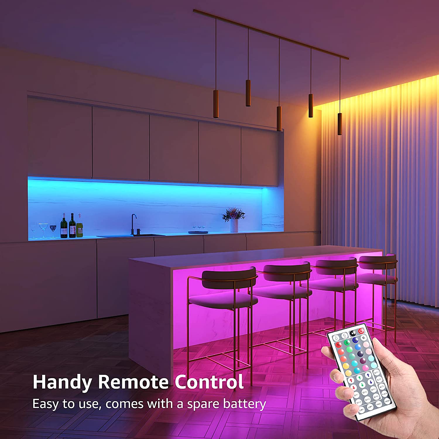 LED Strip Lights with Remote, RGB Colour Changing