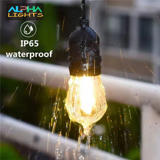 96ft Festoon Lights Outdoor, 30 led Bulbs, IP54 Waterproof Commercial Grade Outdoor String Lights for Garden
