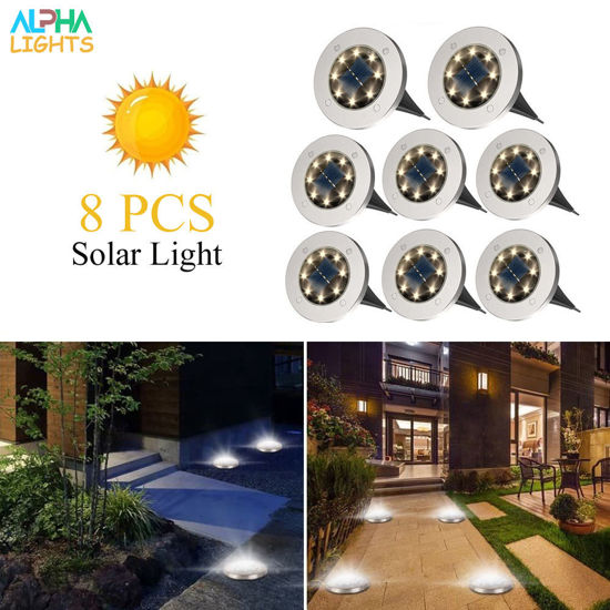 Alpha Star Solar Lights Outdoor Garden 8 LED, Outdoor Solar