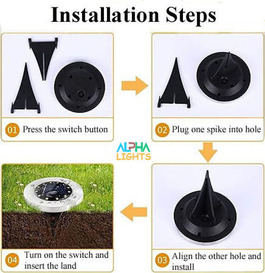 Alpha Star Solar Lights Outdoor Garden 8 LED, Outdoor Solar