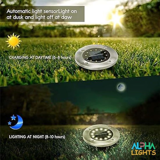 Alpha Star Solar Lights Outdoor Garden 8 LED, Outdoor Solar