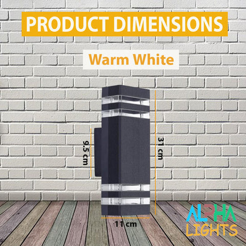 Modern Outdoor Wall Lights Mains Powered IP65 Up Down LED Light – Black Square Front Door Exterior Sconce, Weatherproof GU10 Wall Lamp for Porch, Patio & House