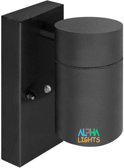 Black PIR Stainless Steel Single Outdoor Wall Light with Movement Sensor IP44