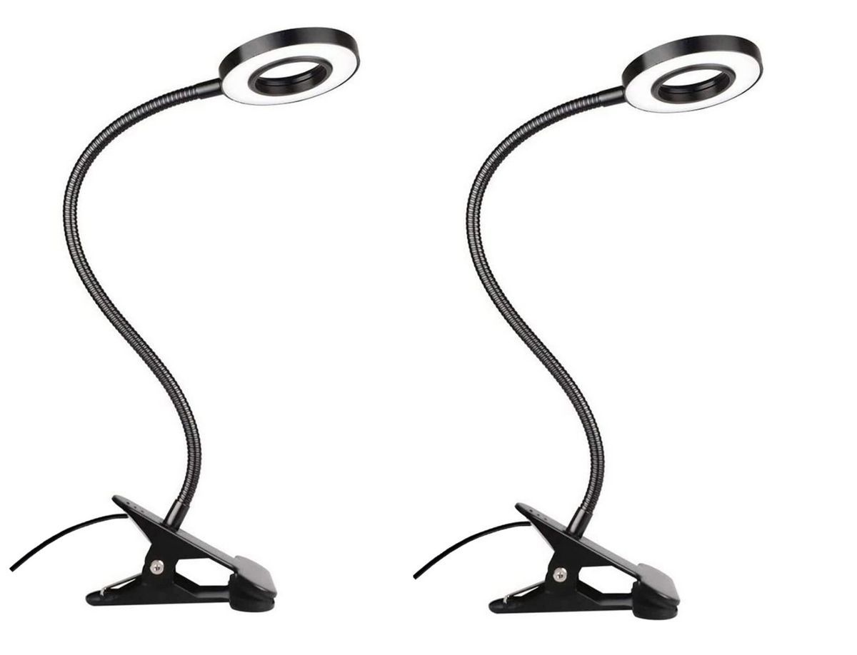 Versatile Clip-On LED Lamp for Reading Studying, and Gaming - 3 Color Modes, Eye-Care Desk Light for Bed - Black (Pack Of 2)