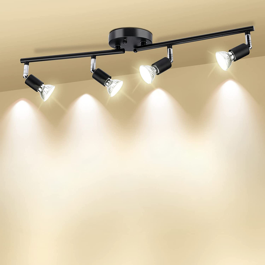 LED Spotlight Fittings for Ceiling, 4 Way Rotatable Kitchen Ceiling Spot Light Bar, Flexible Ceiling Light for Living Room, Bedroom