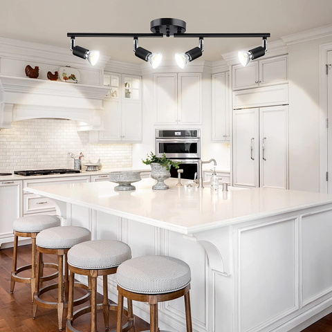 4-way LED spotlight ceiling fitting in matte black finish – UK.

