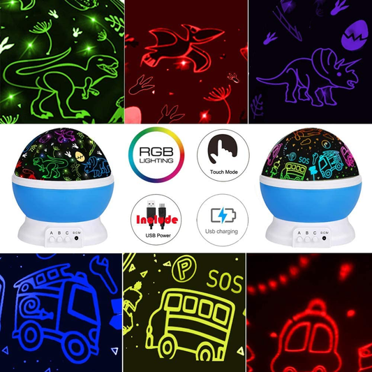 Dinosaur Night Light Projector for 3-8 Year Olds, Boys Toys 360°Rotating Bedroom Decor Bedside Lamp, Birthday Gifts