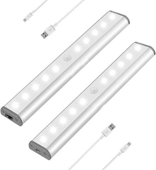 Motion Sensor Cabinet Lights, 10 LED Wireless Under Cupboard Light, Stick-on Anywhere Night Lighting (2 Pack)