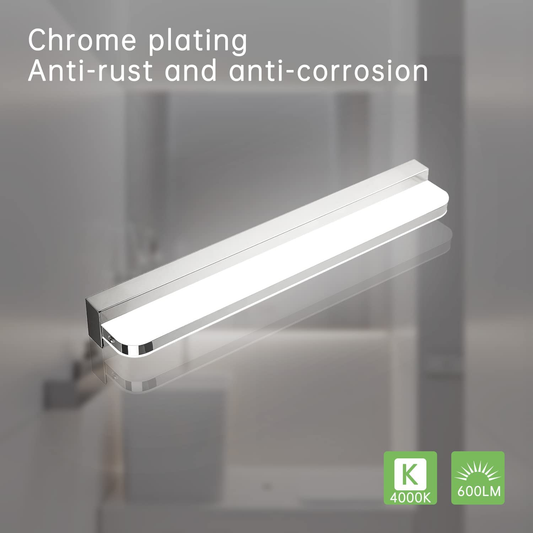 LED Mirror Front Light 9W Daylight White, Front Lighting IP44 for Bathroom, LED Over Mirror Light, Stainless Steel Base
