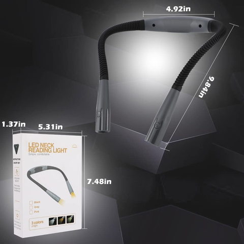Neck Reading Light - Rechargeable Light Up To 80+ Hrs, 3 Colors & 6 Brightness Levels - thelights4u.com