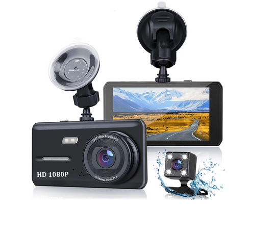Car Dash Camera Front & Rear Supports SD Card Up to 128GB Full HD 1080P 4.0" DVR Dashboard Camera