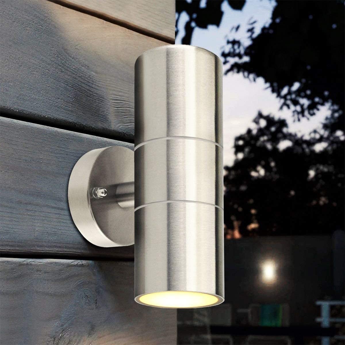 Modern Stainless Steel Up Down Double Wall Spot Light IP65 Outdoor - Pack Of 2