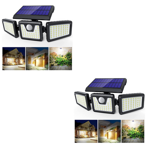 Solar Lights Outdoor 3 Heads, Upgraded 74 LED Solar Motion Sensor Security Lights
