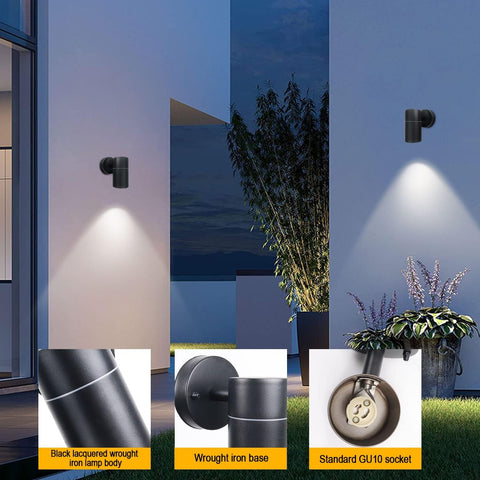 Black Down Outdoor Wall Light – IP44 Stainless Steel Exterior Sconce
