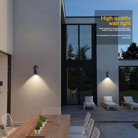 Black Down Outdoor Wall Light – IP44 Stainless Steel Exterior Sconce