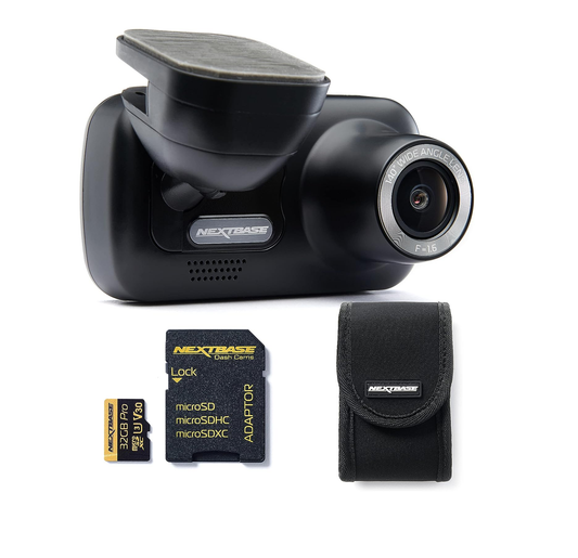 Dash Cam, Nextbase 32GB Micro SD Card & Case Bundle- Full 1080p/30fps HD Recording In Car Camera- 140° 6 lane Wide Viewing Angle
