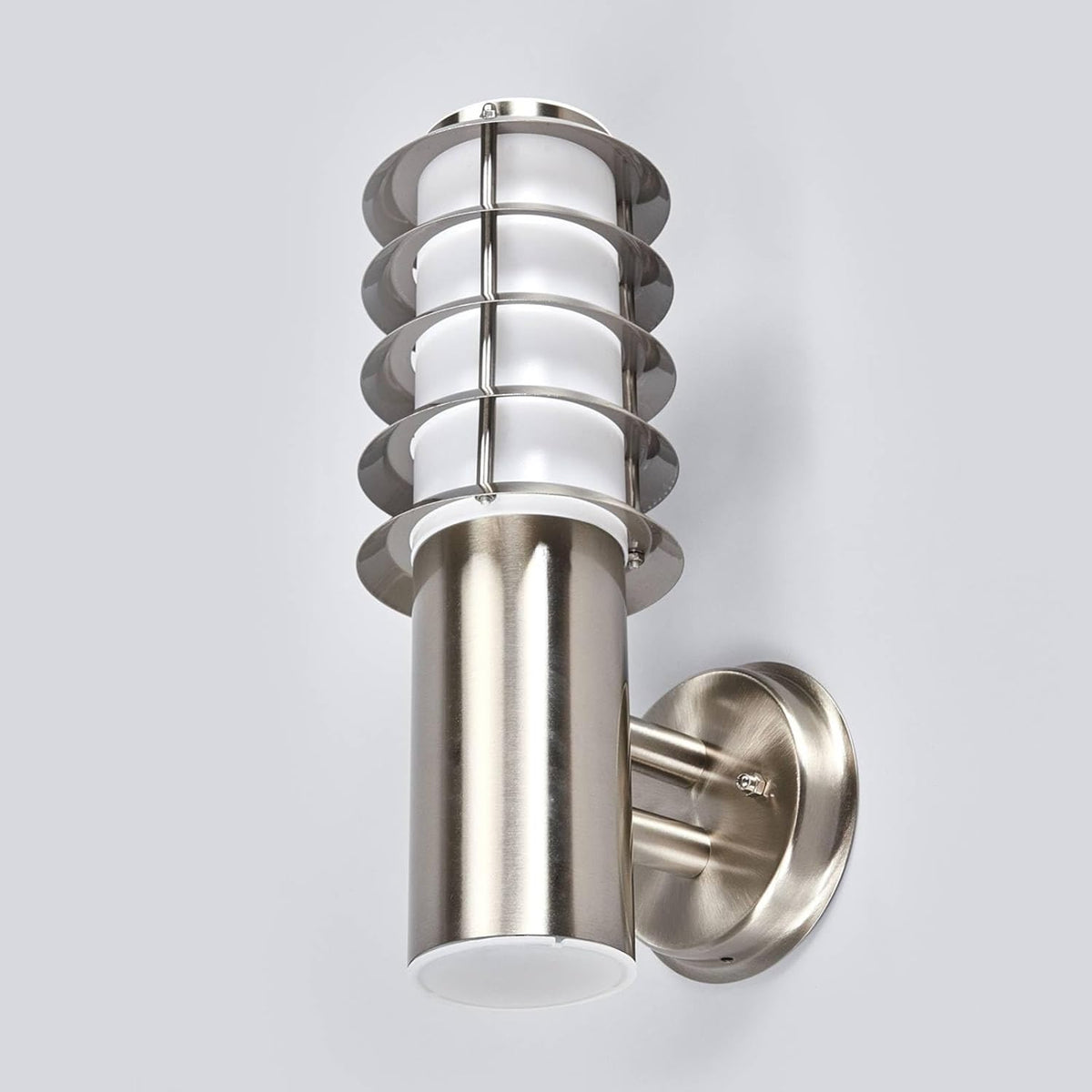 Outdoor Wall Light in Silver Made of Stainless Steel (1 Light Source, E27) Plug in Wall lights for Exterior/Interior Walls