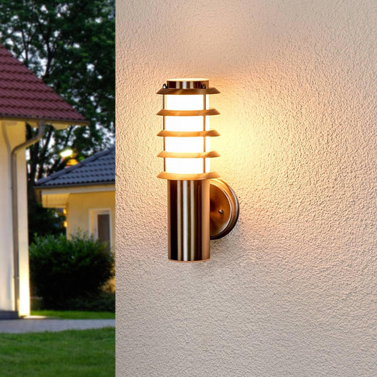 Outdoor Wall Light in Silver Made of Stainless Steel (1 Light Source, E27) Plug in Wall lights for Exterior/Interior Walls