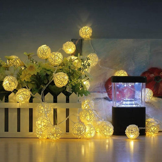 Christmas Indoor Rattan Ball Fairy Lights Ambiance Lighting for Bedroom Life, Wedding, Christmas