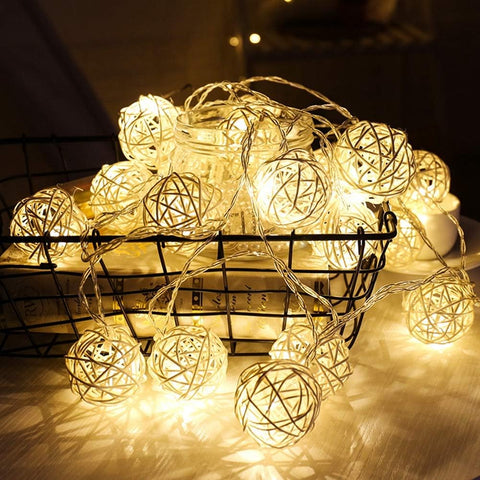 Christmas Indoor Rattan Ball Fairy Lights -Ambiance Lighting