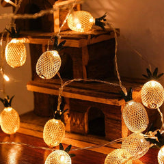 Flexible copper wire lights coiled around bookshelf

