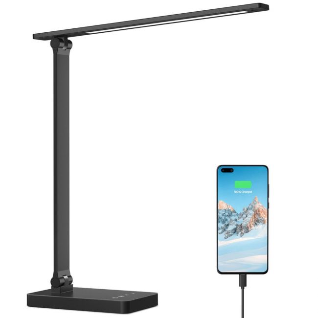 LED Desk Lamp with USB Charging Port Dimmable Home Office Lamp, 3 Color Modes with 5 Brightness Level, - thelights4u.com