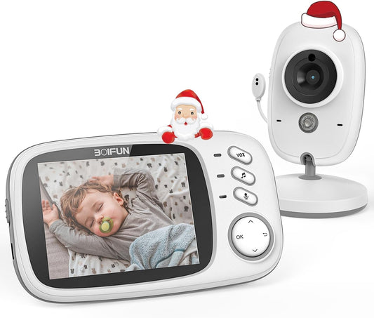 Video Baby Monitor Camera, Night Vision, No WiFi, ECO VOX Mode, 3.2'' Screen, Two-way Audio, Rechargeable Battery,