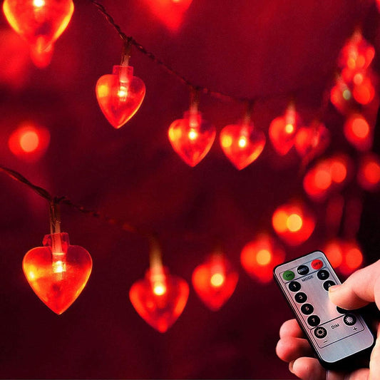 Homeleo 25ft 50 LED Heart Shaped String Lights for Valentines Day Decorations Mothers Day Party Bedroom Classroom Decorations Anniversary Decor Princess Girls Play Tent Decoration