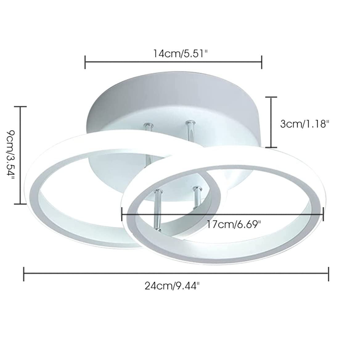 18W Modern LED Ceiling Light, Dual Circle