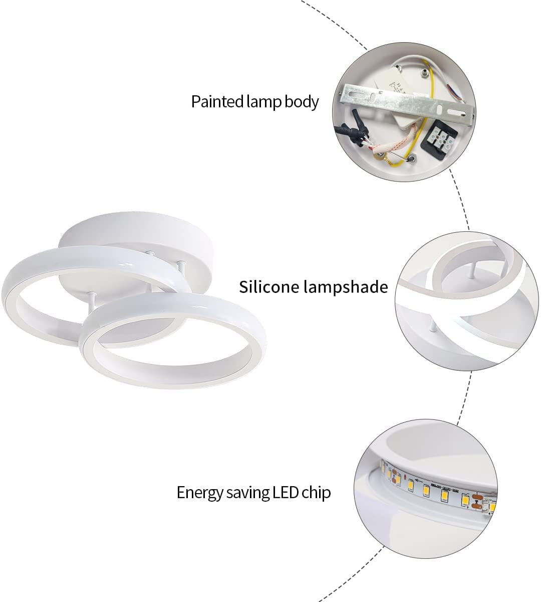 18W Modern LED Ceiling Light, Dual Circle