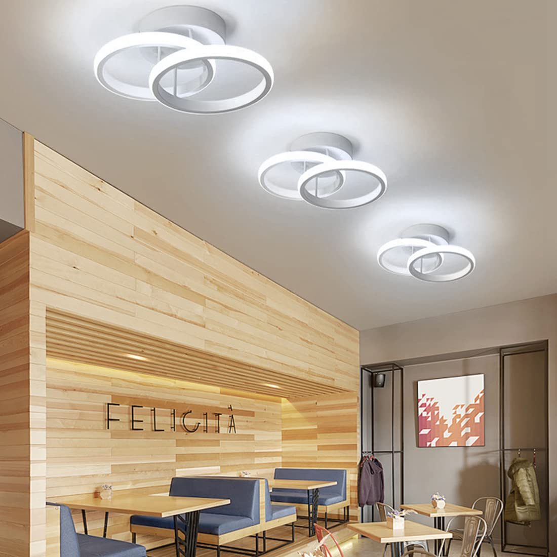 18W Modern LED Ceiling Light, Dual Circle