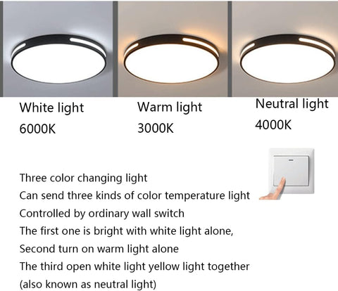Clearance Sale - 36W Modern Bathroom Ceiling Light, 50cm Ultra-Bright Flush Light with 3 Color Temperatures (3000K/4500K/6000K)