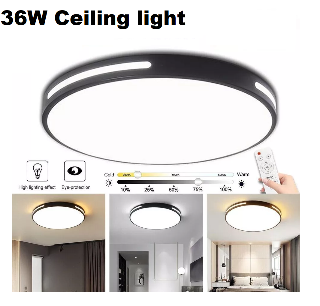 36W Modern Bathroom Ceiling Light, 50cm Ultra-Bright Flush Light with 3 Color Temperatures (3000K/4500K/6000K)
