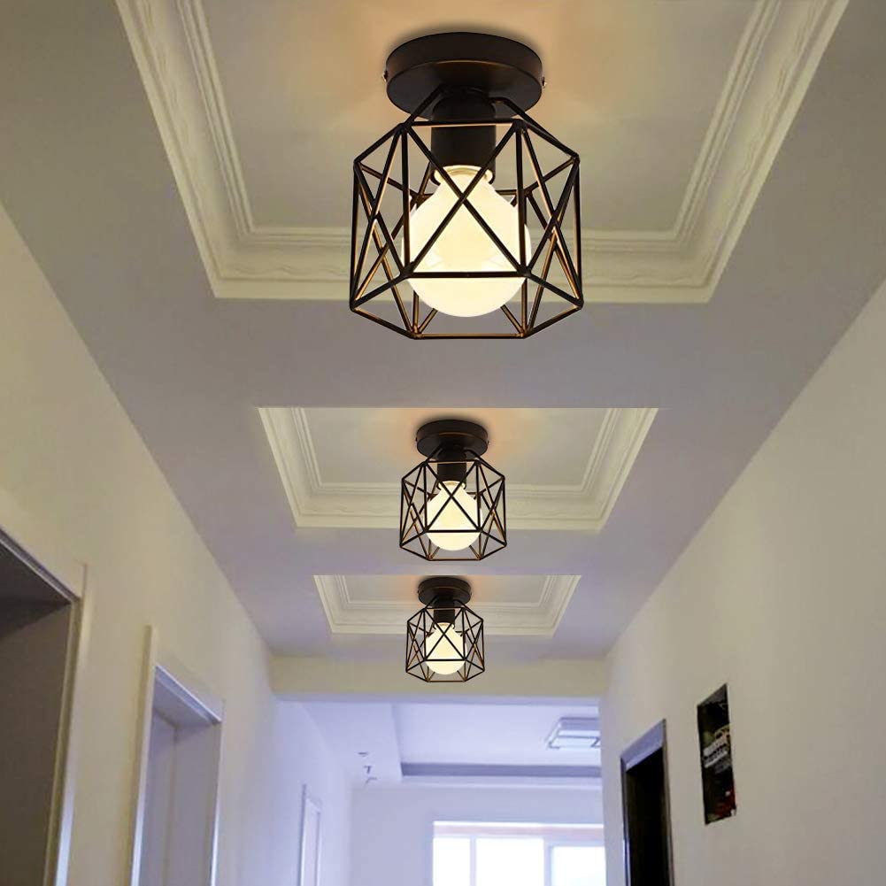 Timeless Black Semi Flush Ceiling Light for Hallways and Entryways

