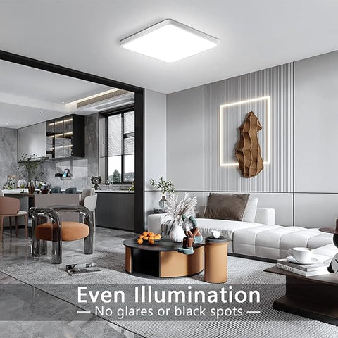 36W LED Ceiling Light 6500K Cool White – 3240LM Square Flush Mount Ceiling Lamp IP44 Waterproof for Kitchen, Bedroom, Bathroom & Hallway