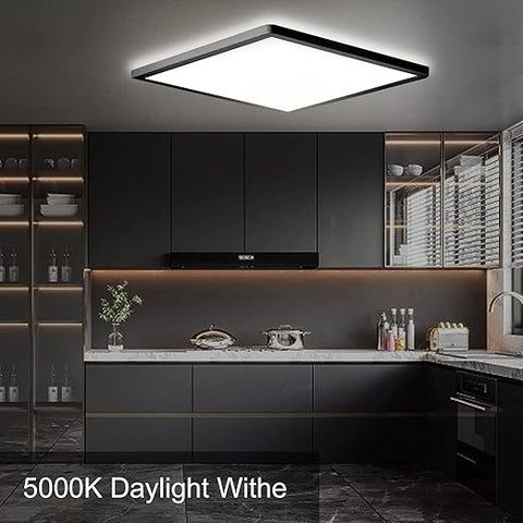 28W Black LED Ceiling Light – 3 Colour CCT (3000K/4500K/6000K) Ultra Slim Flush Mount Panel Light
