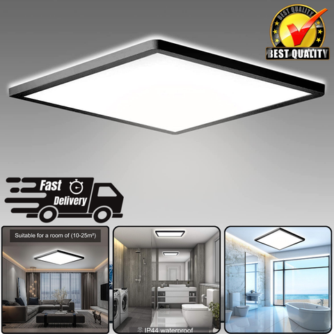 28W Black LED Ceiling Light – 3 Colour CCT (3000K/4500K/6000K) Ultra Slim Flush Mount Panel Light