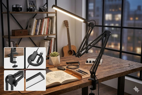 LED Desk Lamp with Bulb Adjustable Table Lamp for Home Office Study Reading