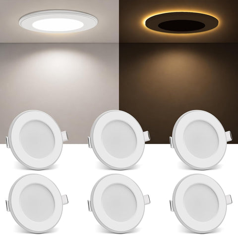 LED Downlights for Ceiling 9W Ultra Slim LED Recessed Ceiling Spot Lights 6500K Cool White IP44 Waterproof Spotlights Ceiling Lights for Bathroom Kitchen Living Room, 6 Pack