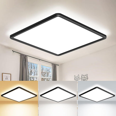 28W Black LED Ceiling Light – 3 Colour CCT (3000K/4500K/6000K) Ultra Slim Flush Mount Panel Light