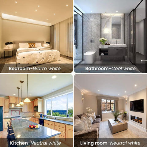 Lighting 6 Pack LED Downlights, LED Recessed Ceiling Lights 4W 310LM 230V, 55-68Mm Cutout Dimmable,3Cct 3000K 4000K 6500K Adjustable, IP44 Suitable for Bathroom Living Room Kitchen,Nickel
