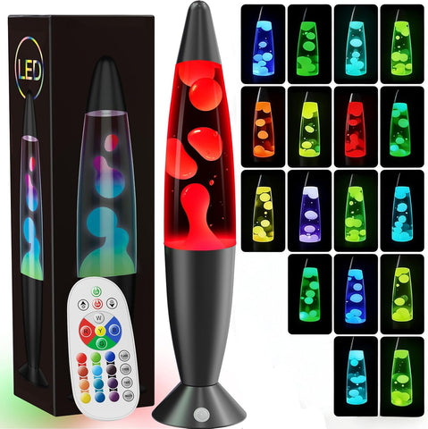 17 Colour Changing Liquid Motion Lamp, 37Cm LED Night Light, Black | Flowing Wax Lavalamp for Bedroom/Office - Relaxing Bedside Glow, Eye-Catching Home Accent for Christmas
