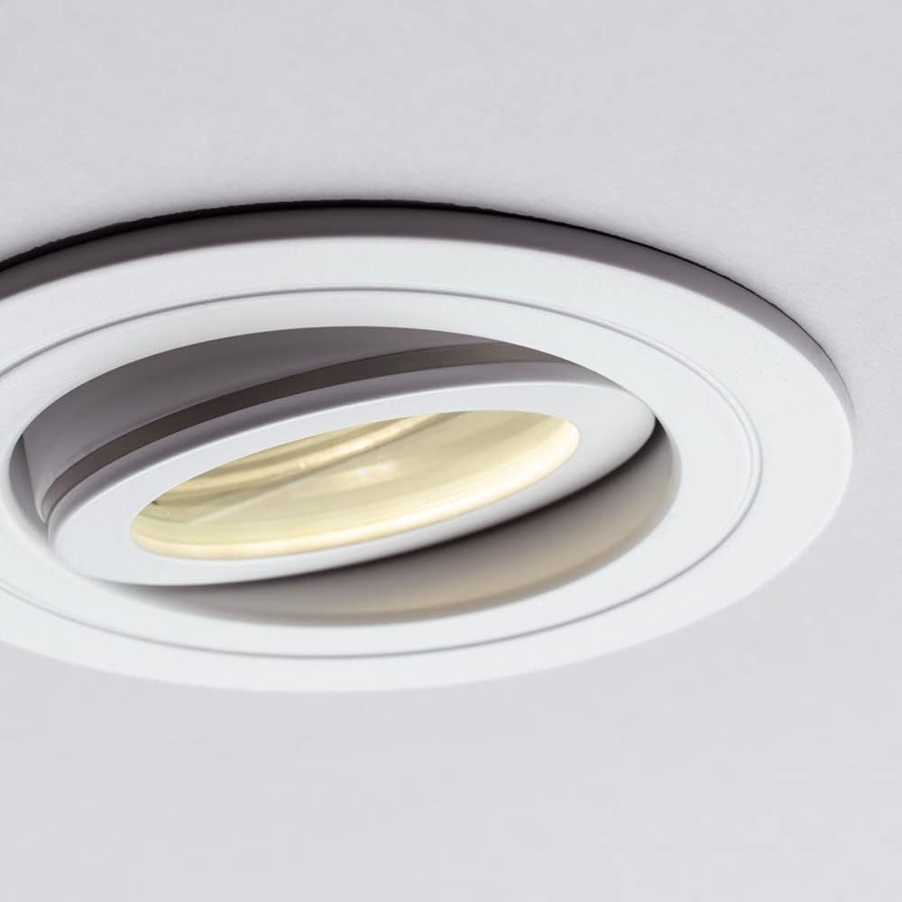 Circular IP65 Recessed Downlights, Matte White | Pack of 2, Bathroom, Tiltable, GU10