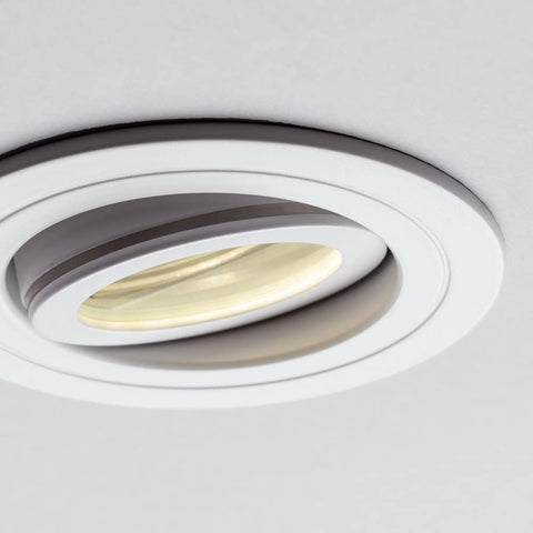 Circular IP65 Recessed Downlights, Matte White | Pack of 2, Bathroom, Tiltable, GU10