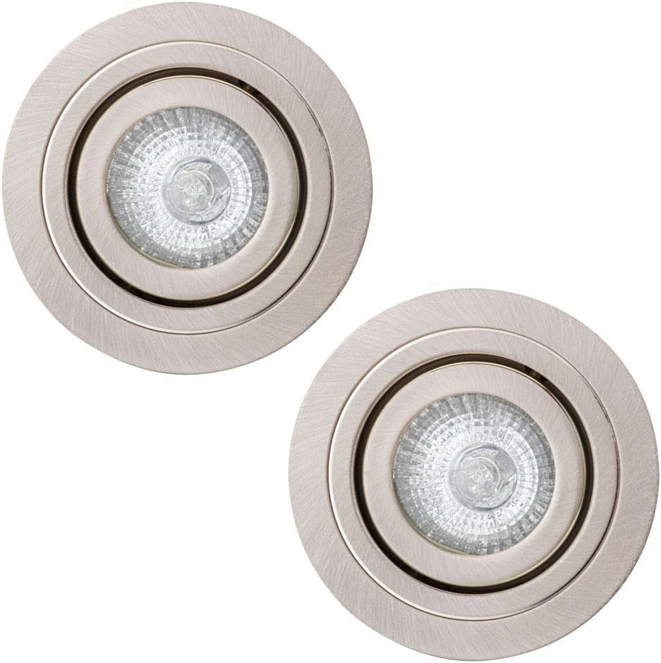 Circular IP65 Recessed Downlights, Matte White | Pack of 2, Bathroom, Tiltable, GU10