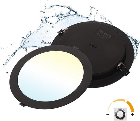 6 Pack Dimmable LED Downlights 18W, 3CCT, Black, Square, Cutout 145-160Mm | LED Spotlight Ceiling 150Mm, 1600LM, IP44, 3000K/4000K/6000K Adjustable, LED Recessed Ceiling Light for Bathroom