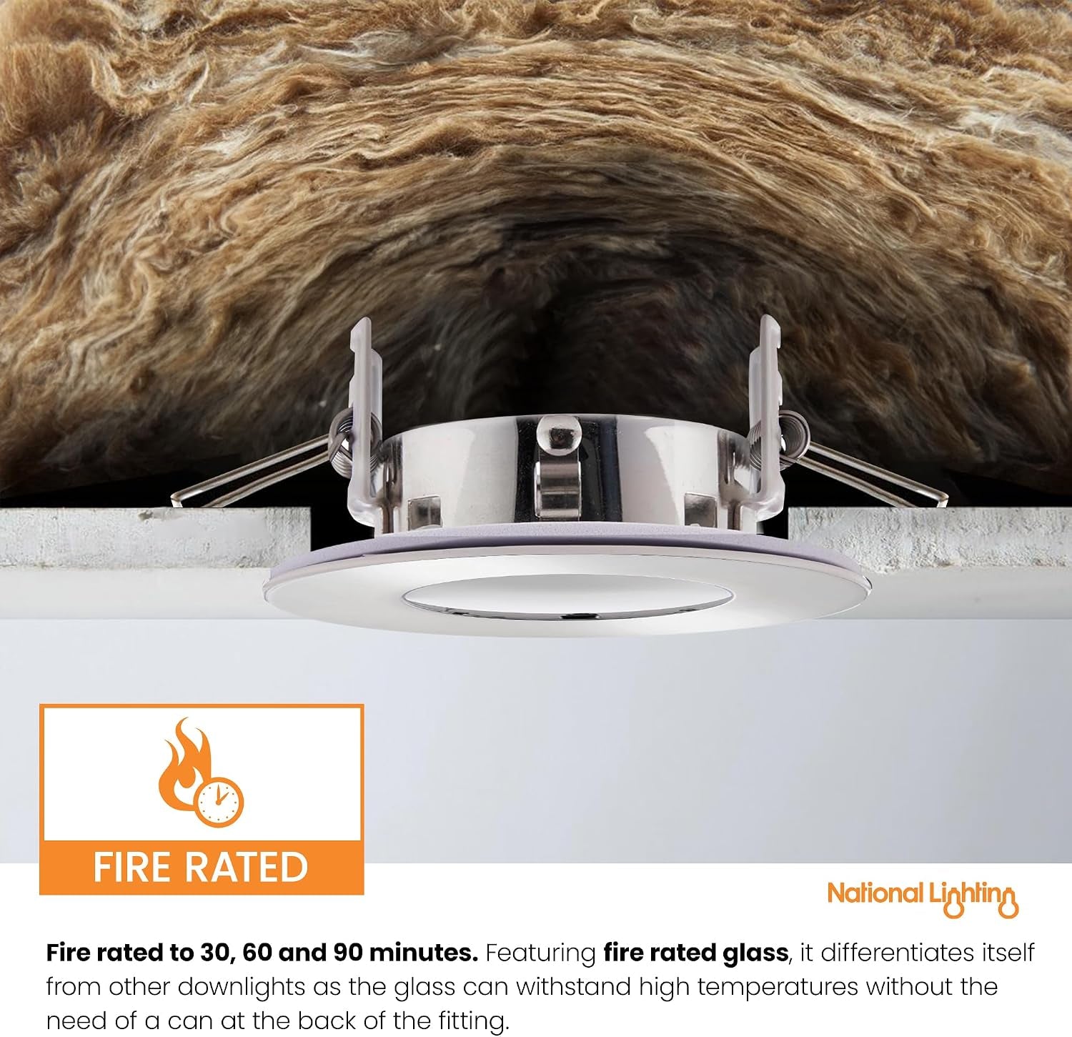 SPECULO Ultra Slim Compact Chrome Fire Rated Downlight Recessed LED GU10 round Spotlight Ceiling Light for Bathroom, Shower, Kitchen IP65 Rated